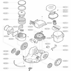 Base Assembly, Body Diagram and Parts List for S3755 ALSEHOO LG Canister Vacuum