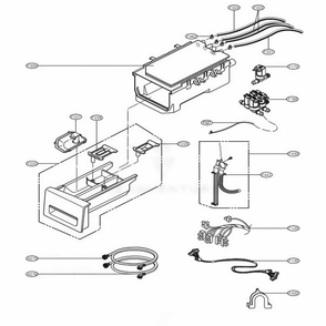 Dispenser Assembly Diagram and Parts List for 42198 APBESEU LG Washer