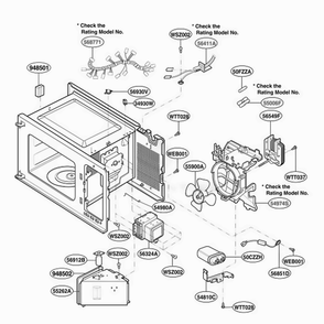Interior Parts 1 Diagram and Parts List for MA1011W01 CW3EBBY LG Range