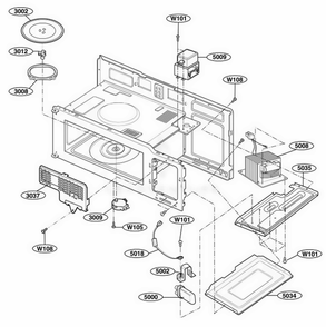 Interior Parts 1 Diagram and Parts List for 80419 CBKESEA LG Range