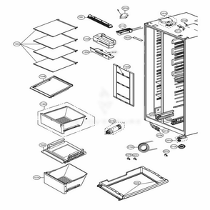 Refrigerator Compartment Diagram and Parts List for LSXC22326S ASTCNA0 LG Refrigerator