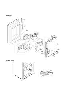 Ice Maker And Ice Bin Parts Diagram and Parts List for LFX28979SW 02 LG Refrigerator