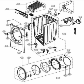 Cabinet And Door Assembly: Electric Type Diagram and Parts List for DLE3460V ASSEEUS LG Dryer