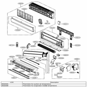 Indoor Unit Diagram and Parts List for MW18C3J AWHBFRD LG Air Conditioner