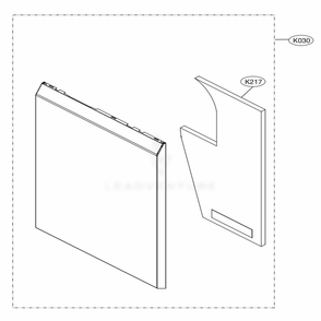 Front Cover Assembly Diagram and Parts List for LDPS6844AS ASSESNA LG Dishwasher