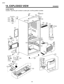 Case Parts Diagram and Parts List for GM-B248FQFM ASWCNA0 LG Refrigerator