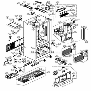 Case Parts Diagram and Parts List for 72493 ASTCSE1 LG Refrigerator