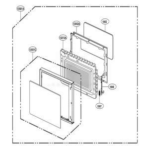 Door Parts Diagram and Parts List for MS2042DB CBKQLGF LG Wall Oven