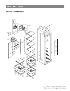 Freezer Compartment Diagram and Parts List for SKSSB4202S ASTCNA0 LG Refrigerator