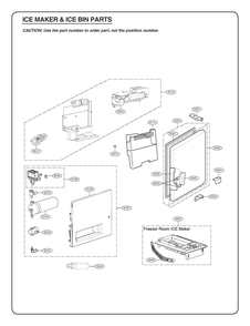 Ice Maker And Ice Bin Parts 1 Diagram and Parts List for GR-L308KSRM ASTCSE0 LG Refrigerator