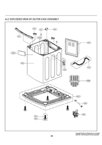 Outer Case Assembly Diagram and Parts List for T14A4SEHTW ABWETUS LG Washer