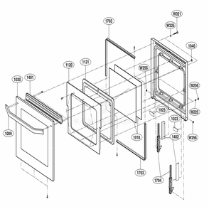 Lower Door Parts Diagram and Parts List for LSWD307ST AS6LSTD LG Wall Oven