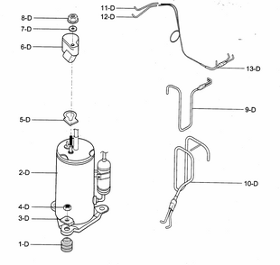 Compressor Parts Diagram and Parts List for 58075151500  Kenmore Air Conditioner