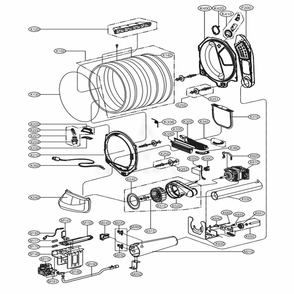 Drum And Motor Assembly: Gas Type Diagram and Parts List for DLGX5681VE ASSEEUS LG Dryer