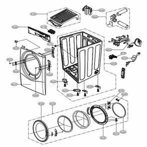 Cabinet And Door Assembly Gas Type Diagram and Parts List for DLGX3701R ACREEUS LG Dryer