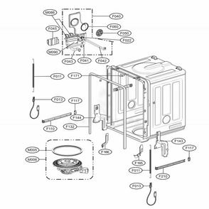Tub Assembly Diagram and Parts List for LDS5040WW ABWEEUS LG Dishwasher