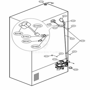 Valve And Water Tube Parts Diagram and Parts List for 72099 AWBCSE1 LG Refrigerator