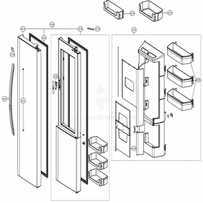 Refrigerator Door Diagram and Parts List for 51832 ASWCSE0 LG Refrigerator