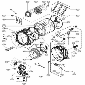 Drum And Tub Assembly Diagram and Parts List for WM3570HVA ASSEPUS LG Washer