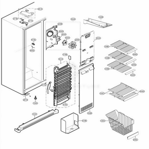 Freezer Compartment Diagram and Parts List for LSC23954SW ASWCNA1 LG Refrigerator