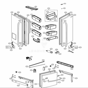 Door Parts Diagram and Parts List for LFXC24726S ASTCNA3 LG Refrigerator