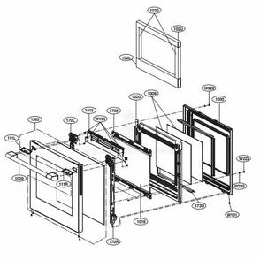 Door Parts Diagram and Parts List for UPSE3024ST AS1LSGN LG Wall Oven