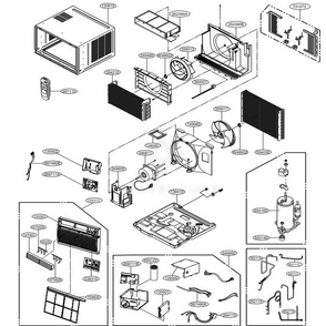 Main Diagram and Parts List for LW1816ER AT3AHDP LG Air Conditioner