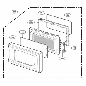 Door Parts Diagram and Parts List for 65002401 CW1ESEA LG Range
