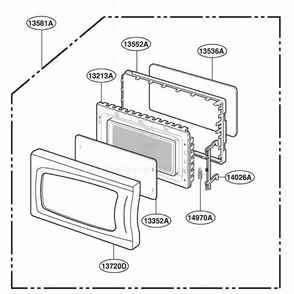 Door Parts Diagram and Parts List for DMW10B SGEDOM LG Range