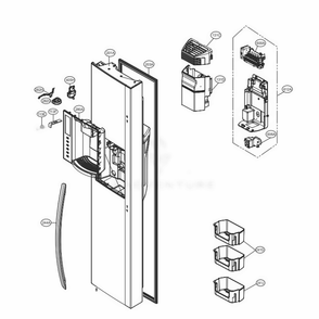Freezer Door Part Diagram and Parts List for LSXC22396D ASBCNA1 LG Refrigerator