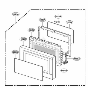Door Parts Diagram and Parts List for 767 BKESEC LG Wall Oven