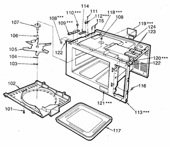 Cavity Diagram and Parts List for 7218911280  Kenmore Microwave