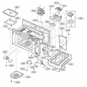 Interior Parts 1 Diagram and Parts List for JMV8208AAB AB1EJEN LG Wall Oven