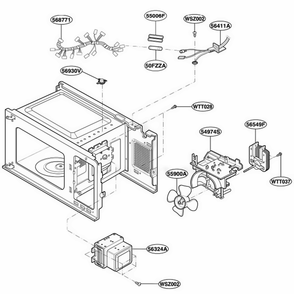Interior Parts Diagram and Parts List for MMC5086AAB CBKEMTG LG Microwave