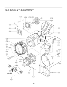 Drum And Tub Assembly Diagram and Parts List for GCWM1069QS7 ASSEELC LG Washer