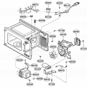 Oven Interior Parts Diagram and Parts List for 61282 AMWESEA LG Range