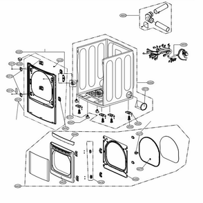 Cabinet And Door Assembly Diagram and Parts List for 61422 ABWESEU LG Dryer