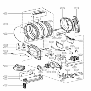 Drum And Motor Parts Assembly Diagram and Parts List for DLE2601R ACREEUS LG Dryer