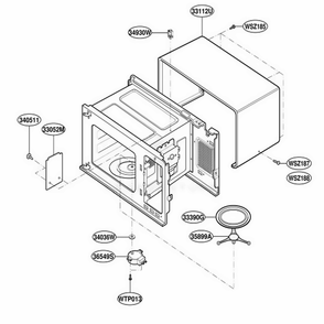 Oven Cavity Parts Diagram and Parts List for JE1360WB MWEGEU LG Microwave