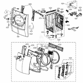 Cabinet And Door Assembly: Electric Type - Dial Diagram and Parts List for DLEX9000W ABWEEUS LG Washer