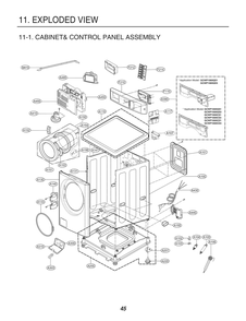 Cabinet& Control Panel Assembly Diagram and Parts List for FH069FD6P ASSEELC LG Washer