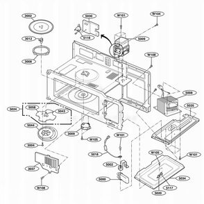 Interior Parts 1 Diagram and Parts List for JVM1542WF CWHEGEU LG Wall Oven