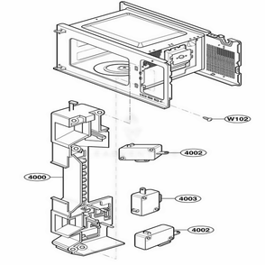 Latch Board Parts Diagram and Parts List for 65022 CWHESEA LG Range