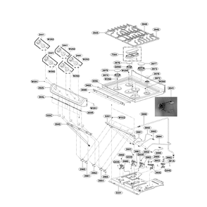 Cooktop Diagram and Parts List for LDG4315BD 00 LG Range