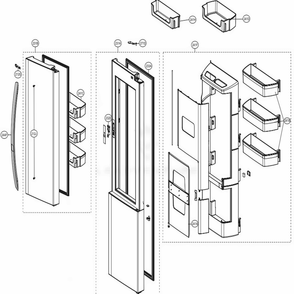 Refrigerator Door Diagram and Parts List for LSXS26366S ASTCNA4 LG Refrigerator