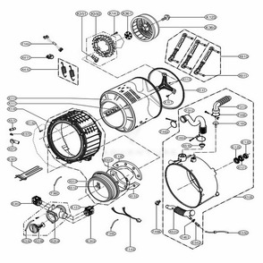 Drum And Tub Assembly Diagram and Parts List for GCWP1069CD2 ASSEELC LG Washer