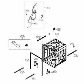 Tub Assembly Diagram and Parts List for 14305 ASSESEU LG Dishwasher