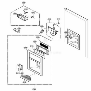 Dispenser Parts Diagram and Parts List for 77564 ABICSER LG Refrigerator