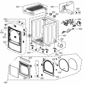 Cabinet And Door Assembly: Electric Type Diagram and Parts List for DLE4970W ABWEEUS LG Dryer