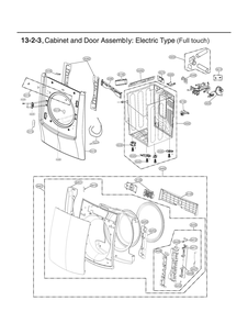 Cabinet And Door Assembly Diagram and Parts List for RV18A6HS ABSEEUS LG Dryer